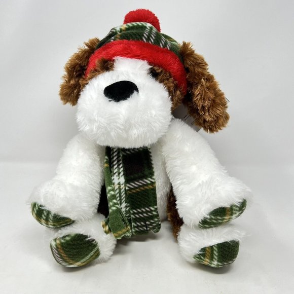 St. Jude St Bernard Puppy Quinn Gentle Treasures Plaid Hat & Scarf 2021 - Tags - Picture 1 of 7